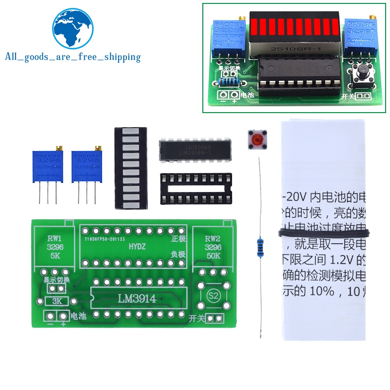 Diy Electronics Test Equipment - Lm3914 10 segmentos 3.7v lítio 12v