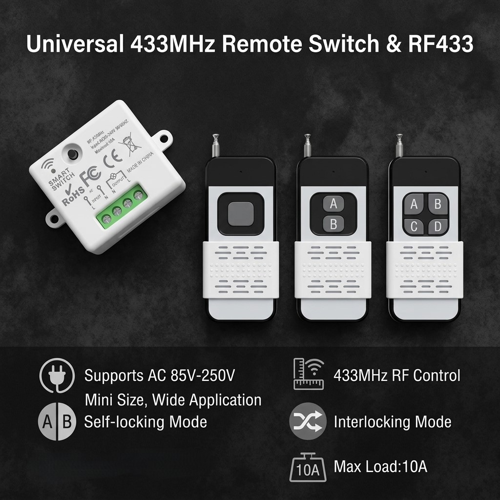 Rf 433Mhz Module - Interruptor de Controle Remoto Sem Fio